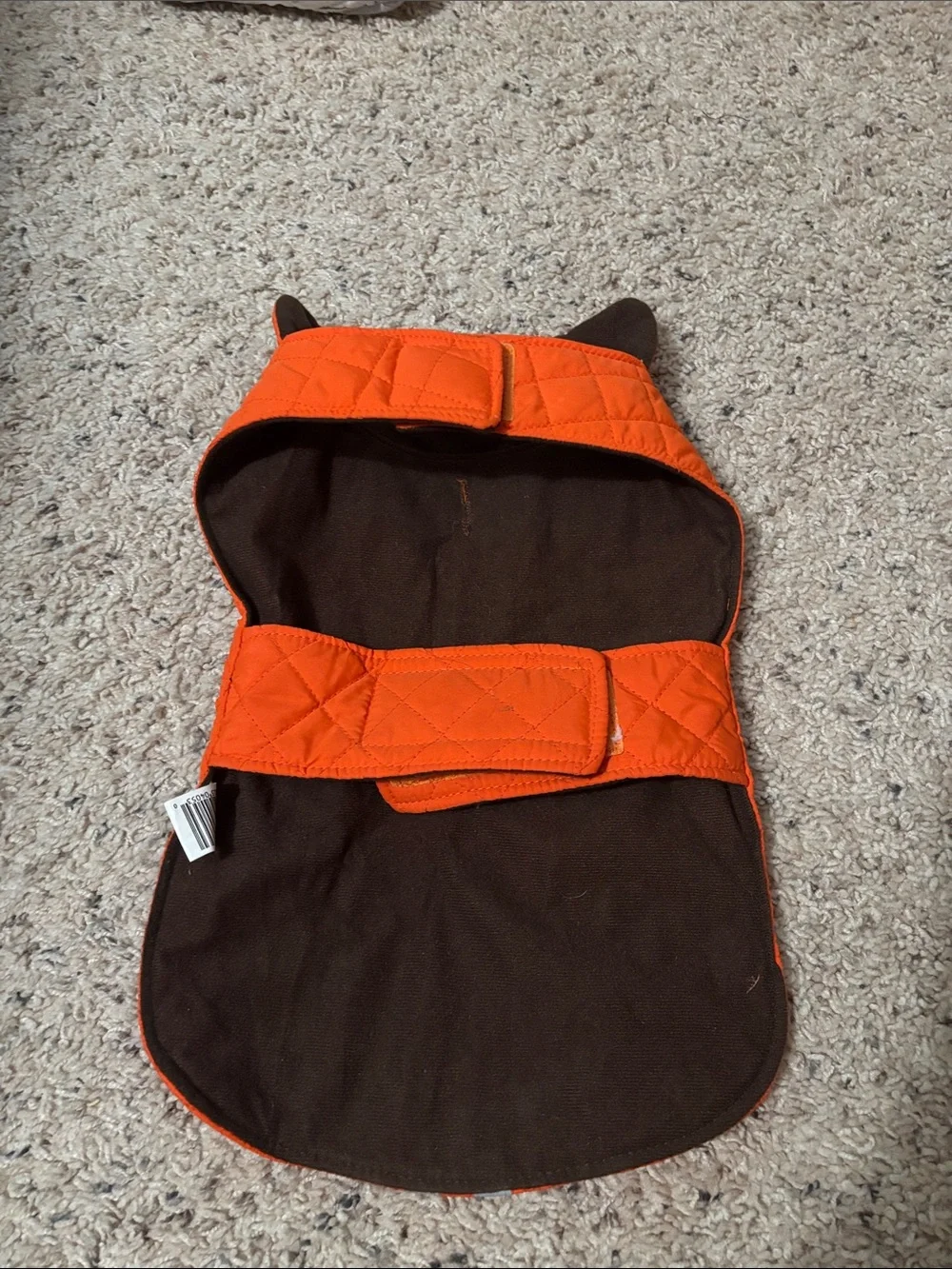 Orange quilted reflective dog vest size M